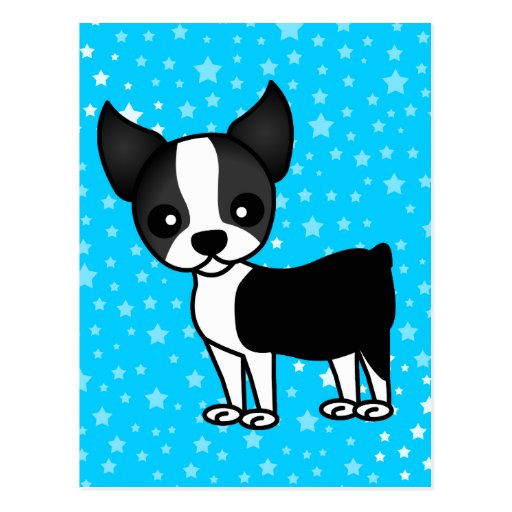 Cute Boston Terrier Cartoon Postcard | Zazzle