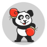 Cute Boxing Panda Round Sticker