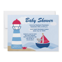 Cute boy elephant sailor baby shower invitation