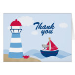Cute boy elephant sailor thank you folded card