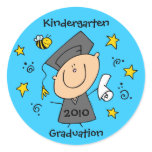 Cute Boy Grad Custom Round Stickers
