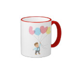 Cute Boy with Letter Balloons that Spell Love Mug