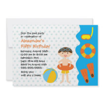 CUTE Boy's Pool Party Birthday Invitation