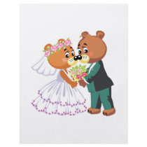 cute bride and groom teddy bears design wedding full color flyer
