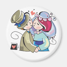 Cute, "Bride and Groom" wedding design Magnets