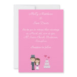 Cute Bride & Groom Pink Linen Wedding Invites