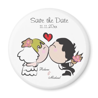 Cute Bride & Groom Save the Date Magnets by weddingsNthings