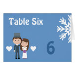 Cute Bride Groom & Snowflake Winter Seating Card