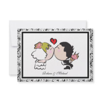 Cute Bride & Groom Wedding RSVP Cards Custom Invitations