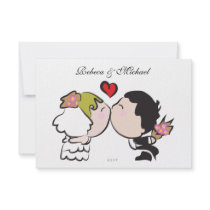 Cute Bride & Groom Wedding RSVP Cards Custom Announcements