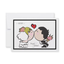 Cute Bride & Groom Wedding RSVP Cards