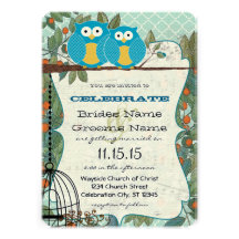Cute Bright Aqua Owls Marry My Best Friend Wedding Personalized Invite