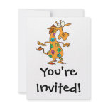 cute bright hippie flowers giraffe cartoon custom invite