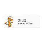 cute bright hippie flowers giraffe cartoon return address labels
