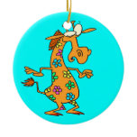 cute bright hippie flowers giraffe cartoon christmas ornament