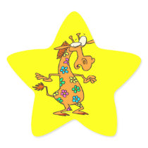 cute bright hippie flowers giraffe cartoon sticker