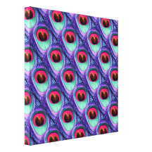 Cute Bright Pink and Purple Peacock feathers Stretched Canvas Print