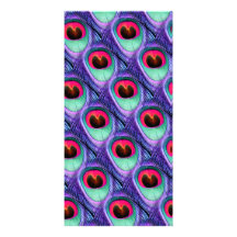 Cute Bright Pink and Purple Peacock feathers Picture Card