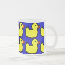 Cute Bright Yellow Rubber Ducky Pattern on Blue Coffee Mugs