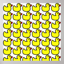Cute Bright Yellow Rubber Ducky Pattern Posters