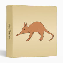 Cute Brown Aardvark 3 Ring Binders