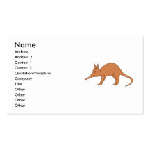 Cute Brown Aardvark Business Card Template