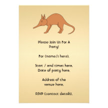 Cute Brown Aardvark Custom Invite