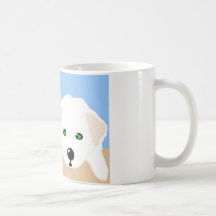 Cute brown and white puppies  fun art gifts coffee mug