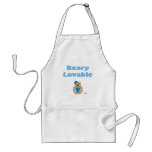 Cute Brown Bear Blue Baseball Cap Beary Lovable aprons