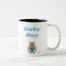 Cute Brown Bear Blue Bib Baby Boy Mugs