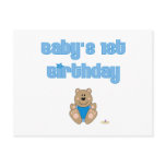 Cute Brown Bear Blue Bib Baby's 1st Birthday Postcard
