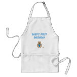 Cute Brown Bear Blue Bib Baby's First Birthday Aprons