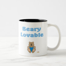 Cute Brown Bear Blue Bib Beary Lovable Mug
