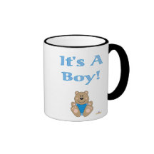 Cute Brown Bear Blue Bib It's A Boy Coffee Mug