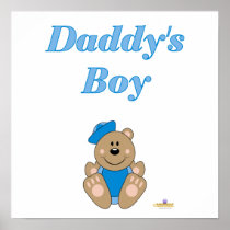 Cute Brown Bear Blue Sailor Hat Daddy's Boy Print