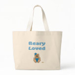 Cute Brown Bear Blue Silly Hat Beary Loved Tote Bags