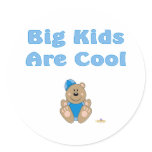 Cute Brown Bear Blue Snow Hat Big Kids Are Cool Round Sticker
