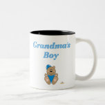 Cute Brown Bear Blue Snow Hat Grandma's Boy Coffee Mugs