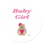 Cute Brown Bear Pink Baseball Cap Baby Girl stickers