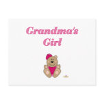 Cute Brown Bear Pink Baseball Cap Grandma's Girl Postcard