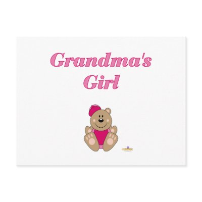 Cute Brown Bear Pink Baseball Cap Grandma's Girl Postcard by animalacres