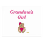 Cute Brown Bear Pink Baseball Cap Grandma's Girl Postcard