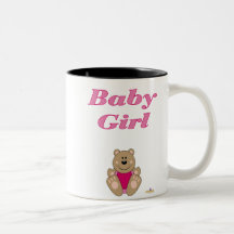 Cute Brown Bear Pink Bib Baby Girl Mugs