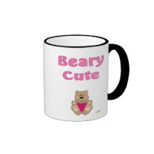 Cute Brown Bear Pink Bib Beary Cute Mugs