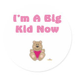 Cute Brown Bear Pink Bib I'm A Big Kid Now Sticker