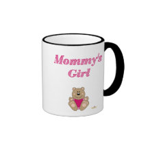 Cute Brown Bear Pink Bib Mommy's Girl Mug