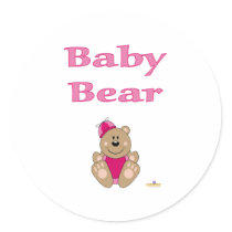 Cute Brown Bear Pink Silly Hat Baby Bear Sticker