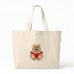 Cute Brown Bear Reading Tote Bags