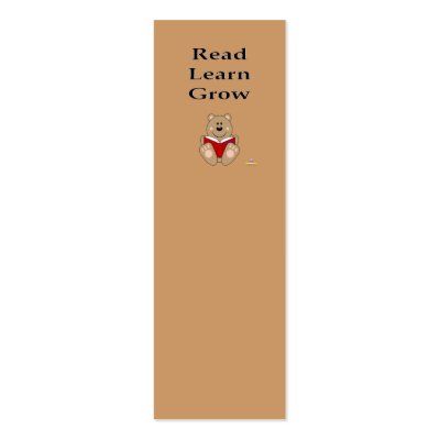 Cute Brown Bear Reading Read Learn Grow Bookmark Business Card by animalacres