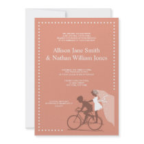 CUTE Brown Bicycle Couple Wedding Invitation